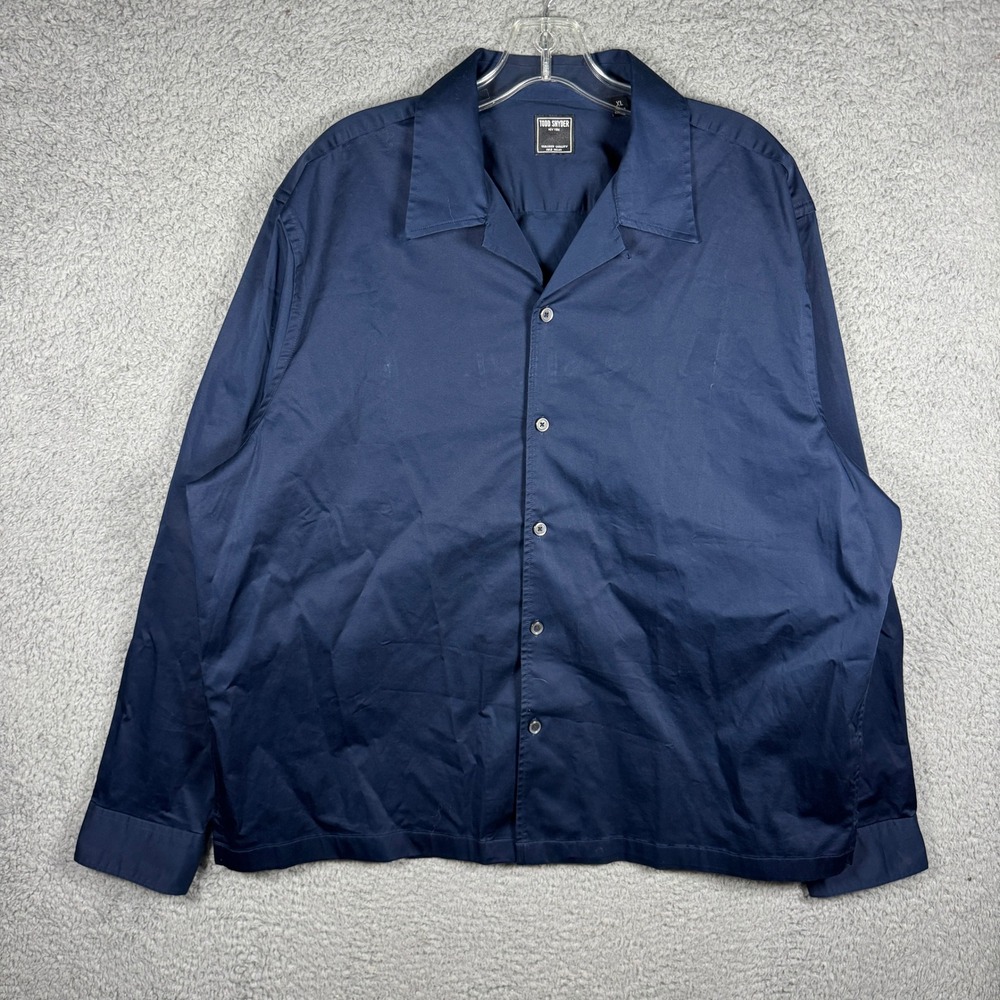 Todd Snyder Mens Navy Blue LS Camp Poplin Shirt XL SH7310315-LS NEW